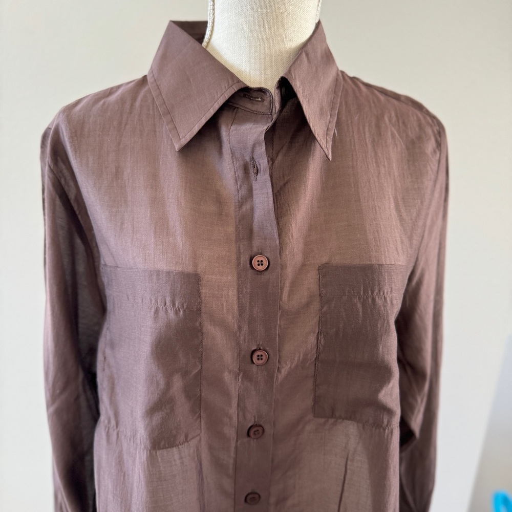 NWT &merci EN MERCI long sleeve brown blouse, size L - Picture 3 of 8